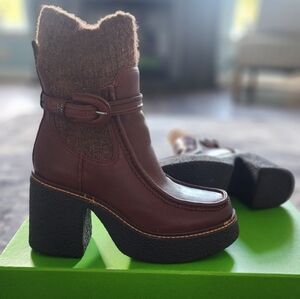 Sam Edelman Brandy Leather Sweater Platform Ankle Boots